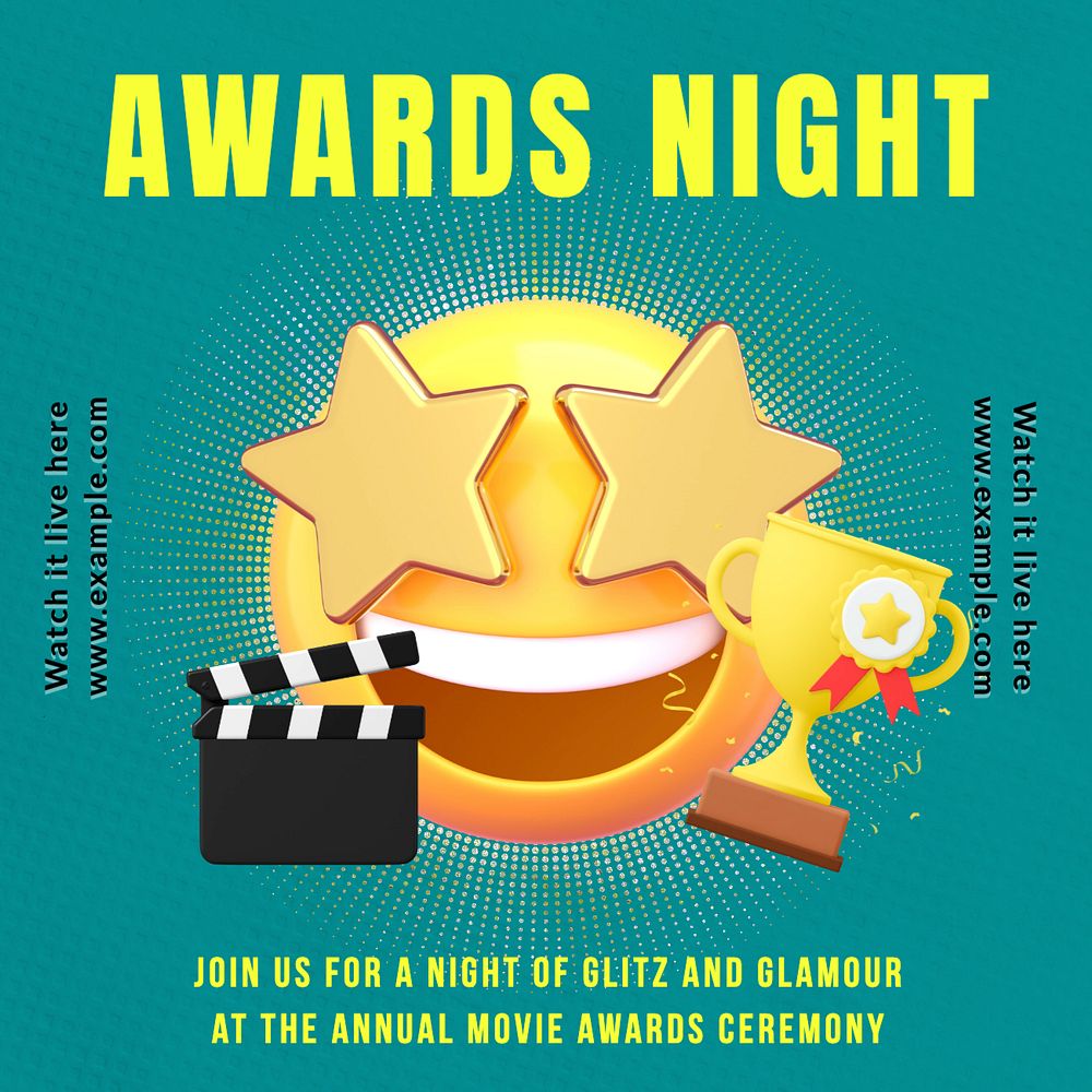 Awards night Instagram post template, editable text