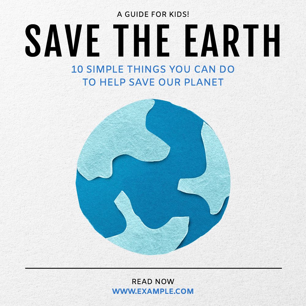 Save the earth Instagram post template, editable text