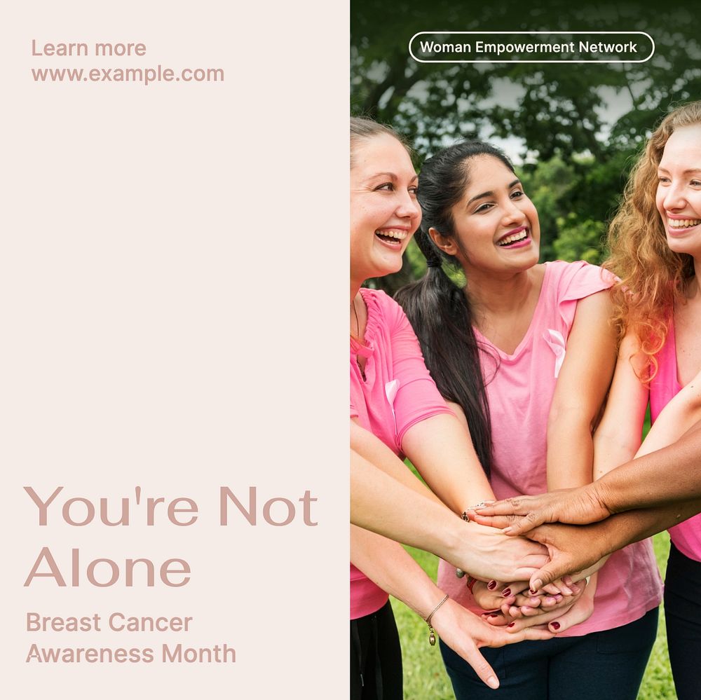 Breast cancer campaign Instagram post template, editable text