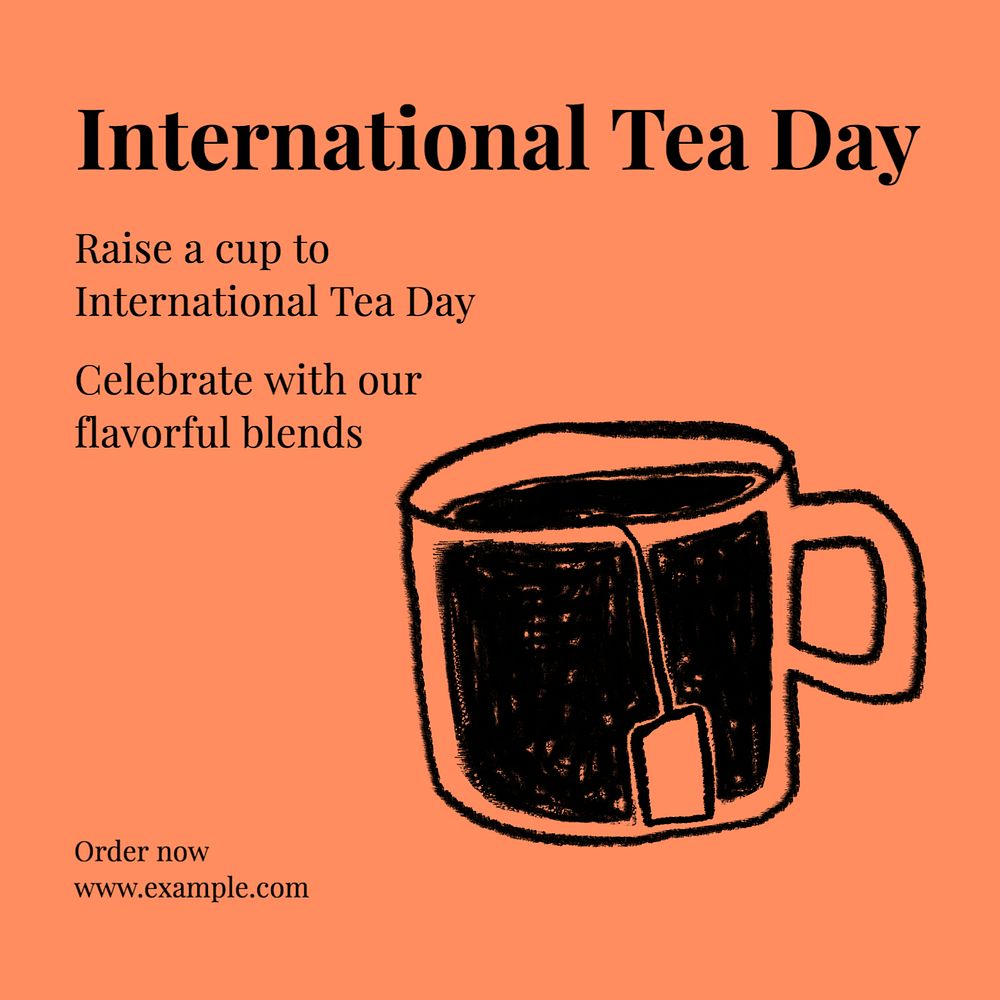 International tea day Instagram post template, editable text