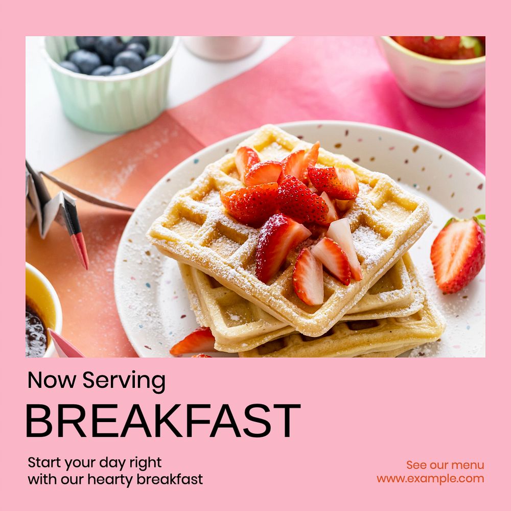 Breakfast restaurant ads Instagram post template, editable text