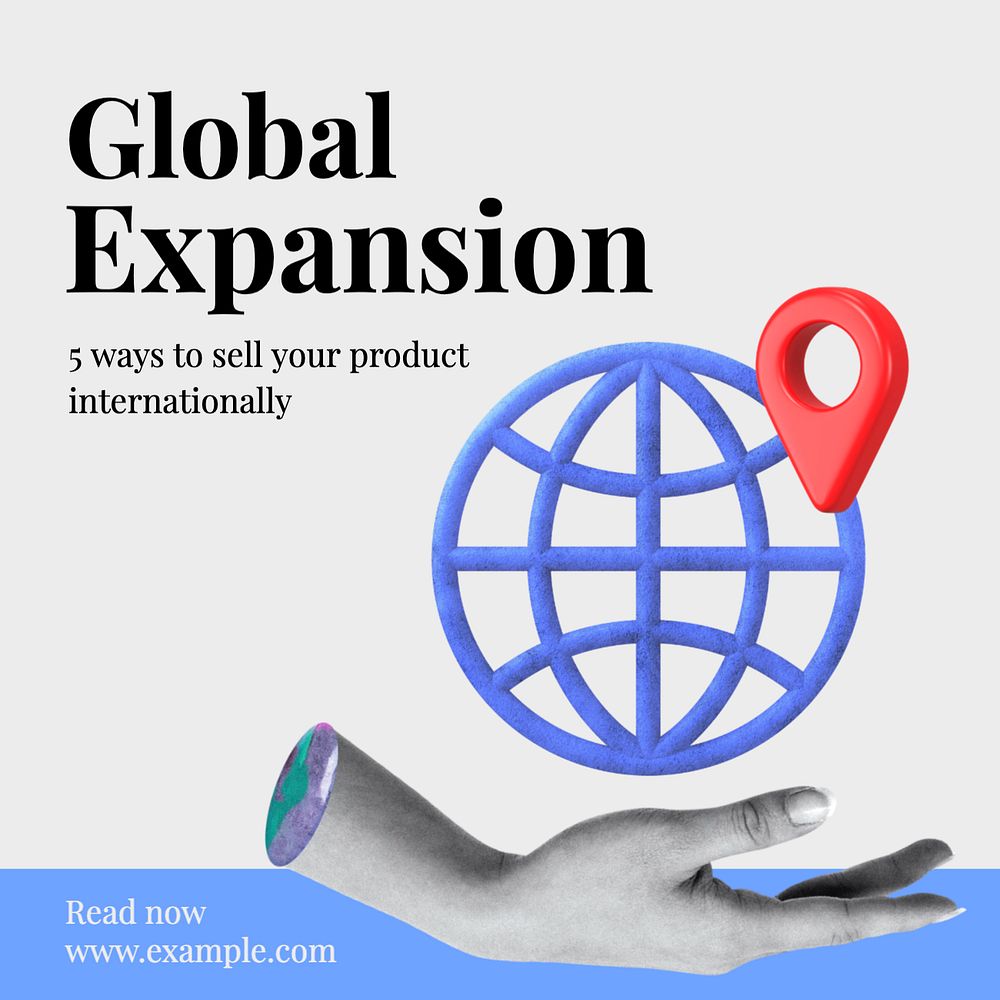 Global expansion Instagram post template, editable text