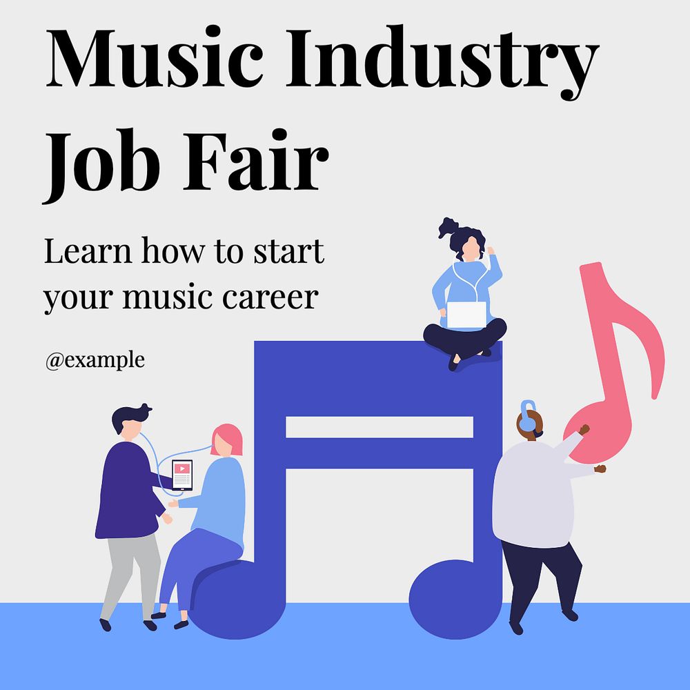 Music job fair Instagram post template, editable text