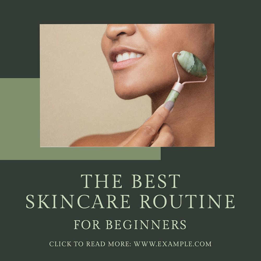 Skincare routine Instagram post template, editable text