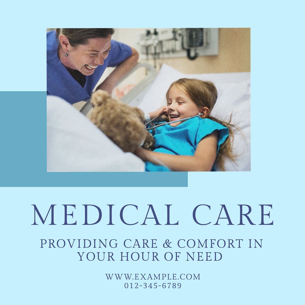 Medical care Instagram post template, editable text