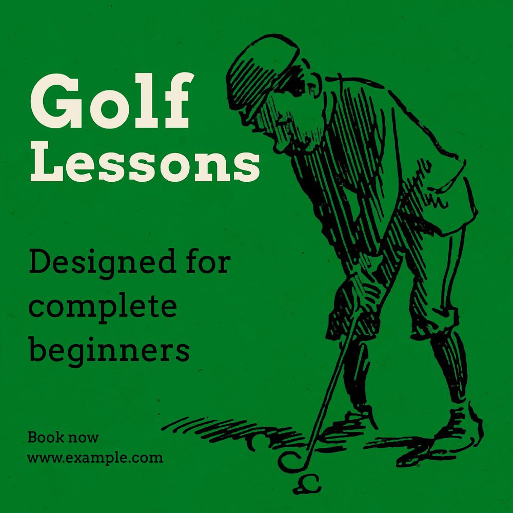 Golf lessons Instagram post template, editable text