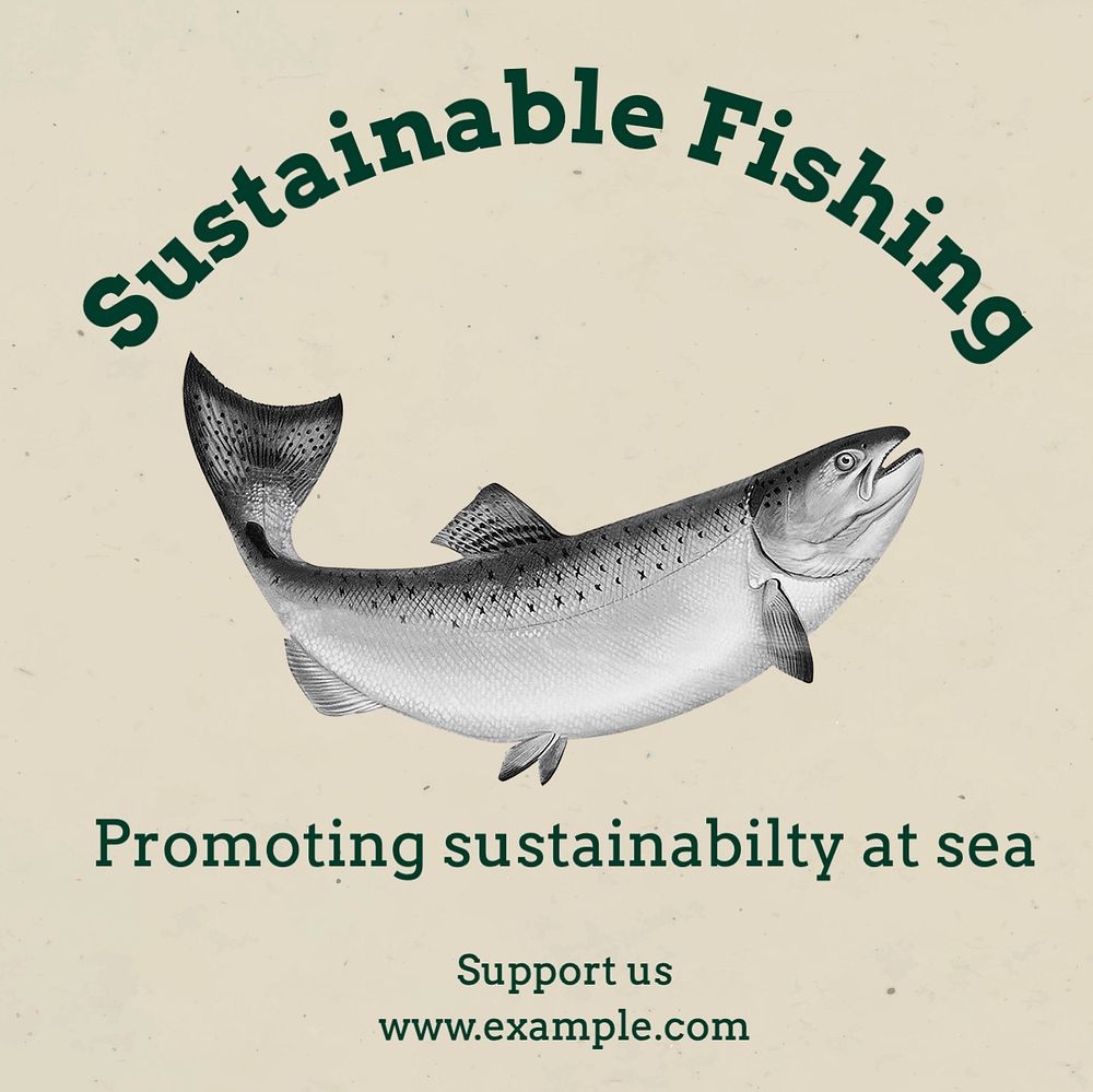 Sustainable fishing Instagram post template, editable text