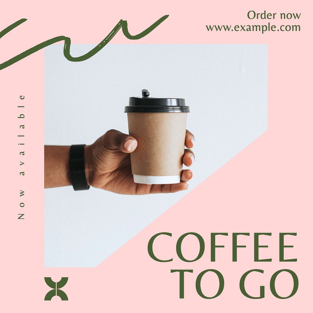 Coffee to go Instagram post template, editable text