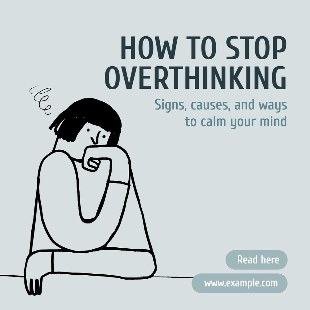 Overthinking Instagram post template, editable text