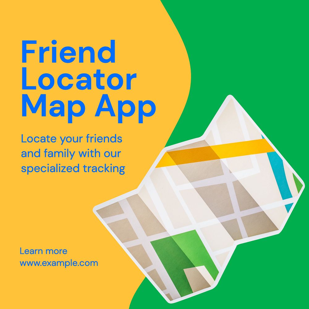 Map app Instagram post template, editable text