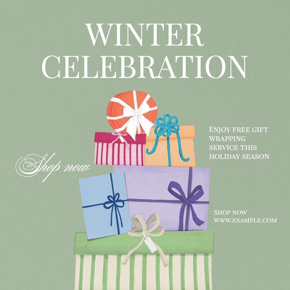 Winter celebration Instagram post template, editable text