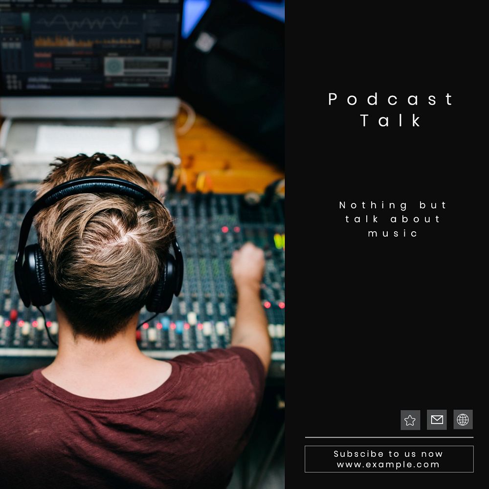 Podcast talk Instagram post template, editable text