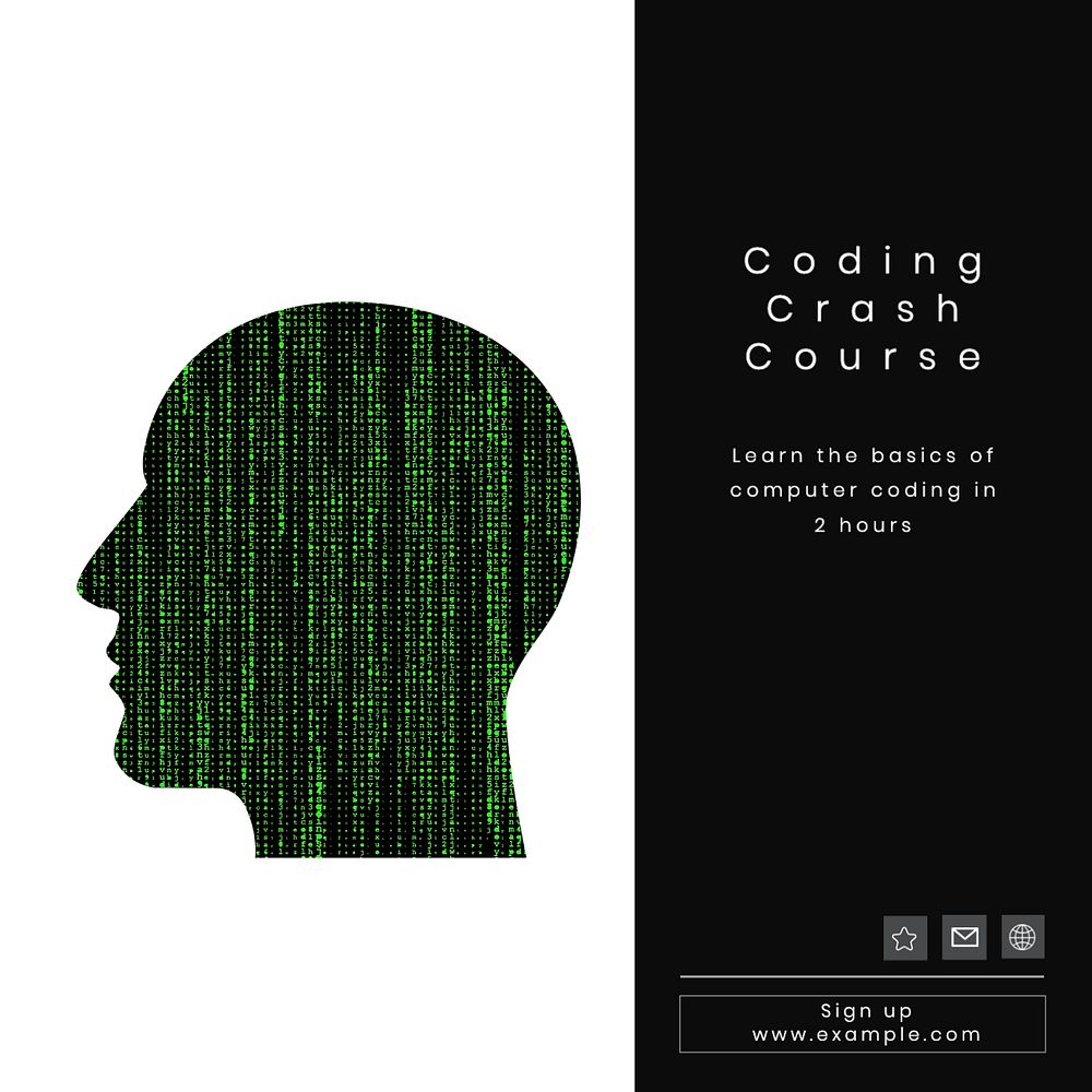 Coding crash course Instagram post template, editable text