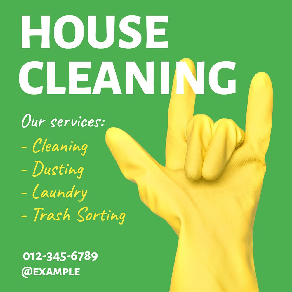 House cleaning Instagram post template, editable text