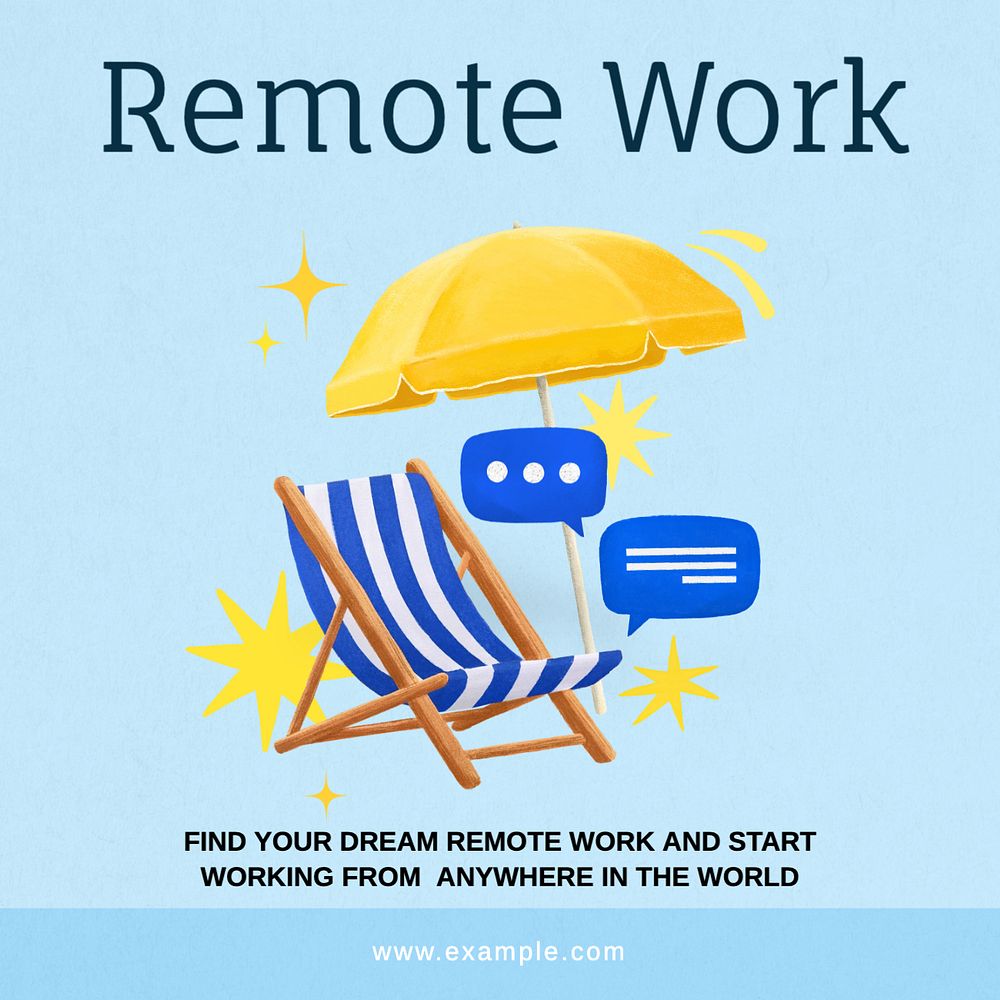 Remote work Instagram post template, editable text