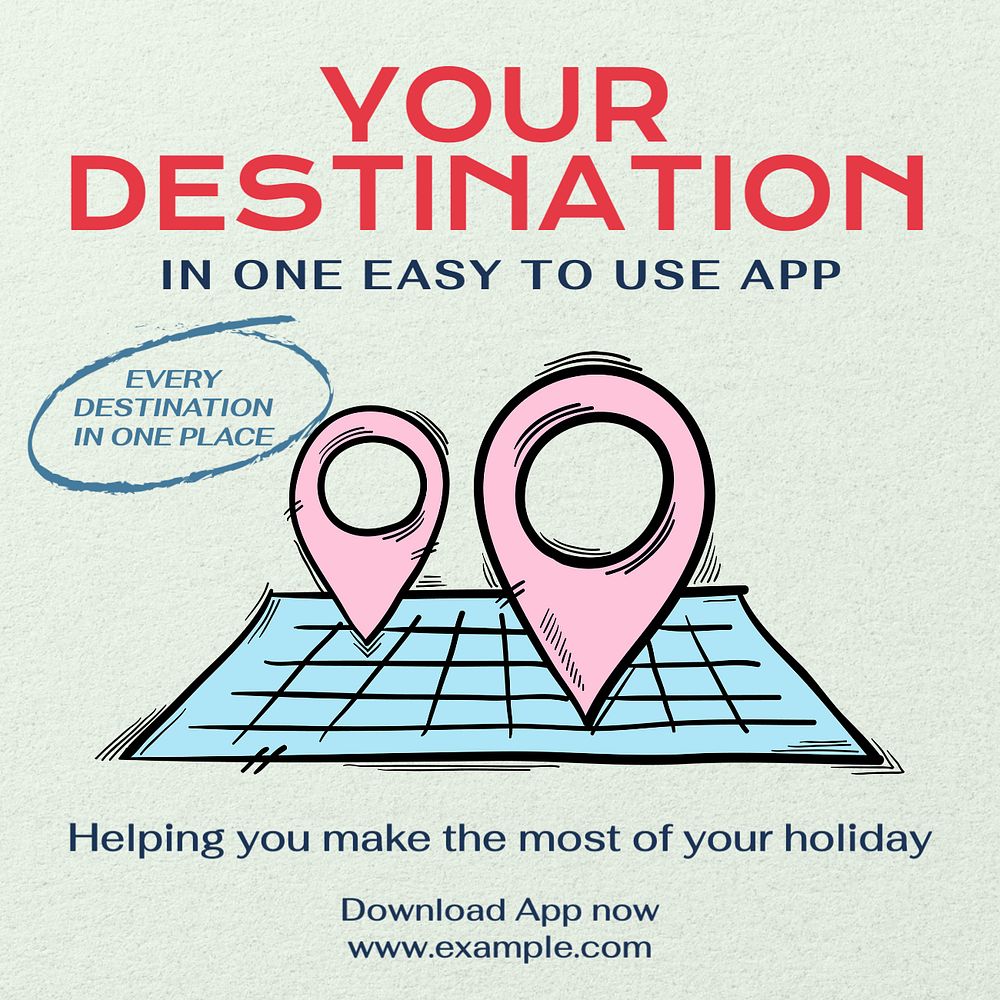 GPS app Instagram post template, editable text