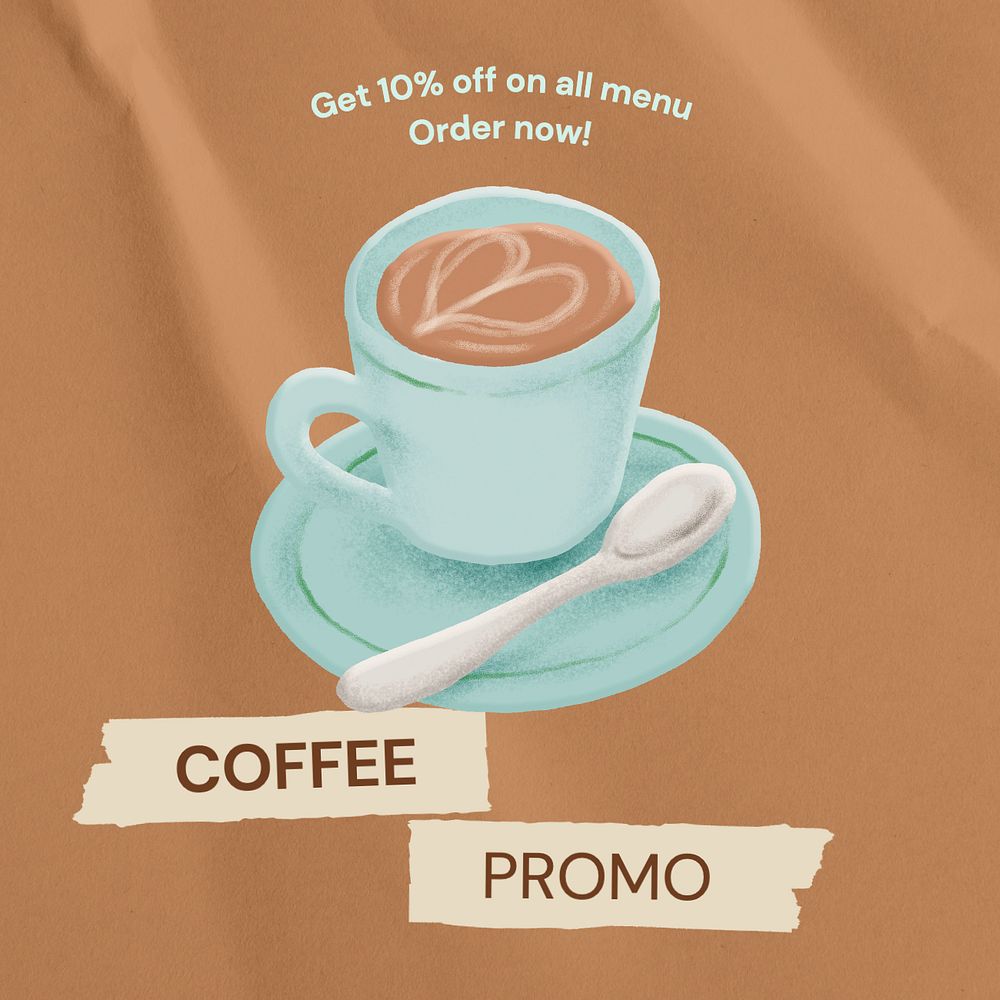 Coffee promotion Instagram post template, editable text