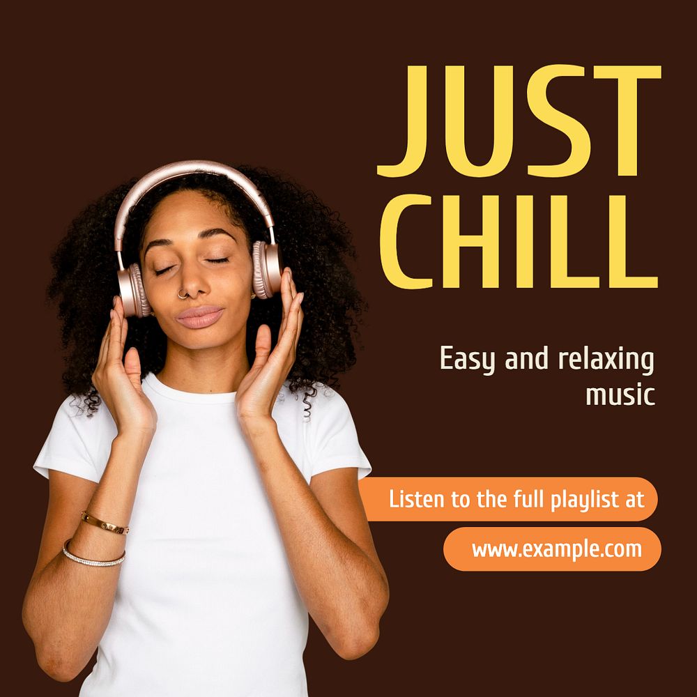 Chill music Instagram post template, editable text