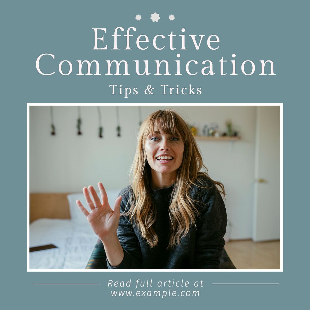 Effective communication Instagram post template, editable text