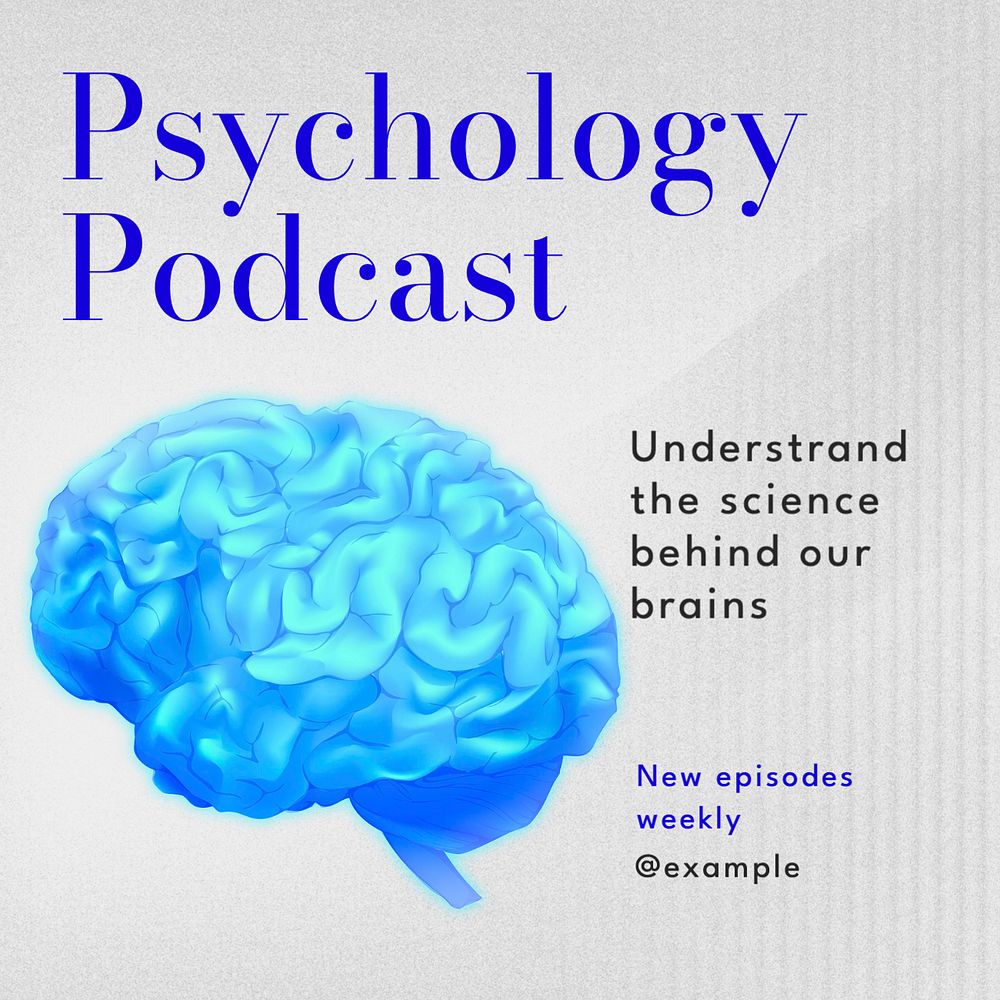 Psychology podcast Instagram post template, editable text