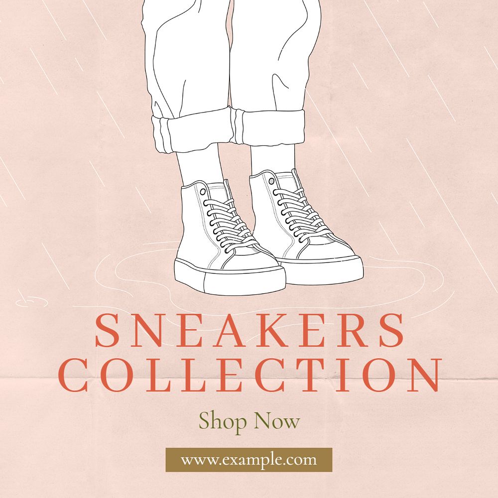 Sneakers collection Instagram post template, editable text