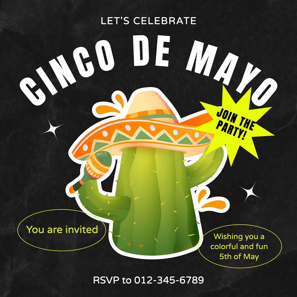 Cinco de Mayo Instagram post template, editable text