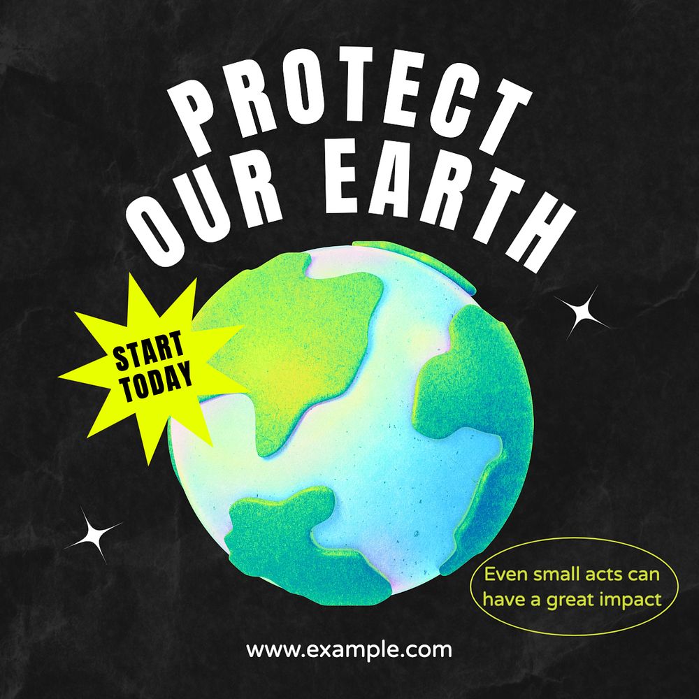 Protect our Earth Instagram post template, editable text