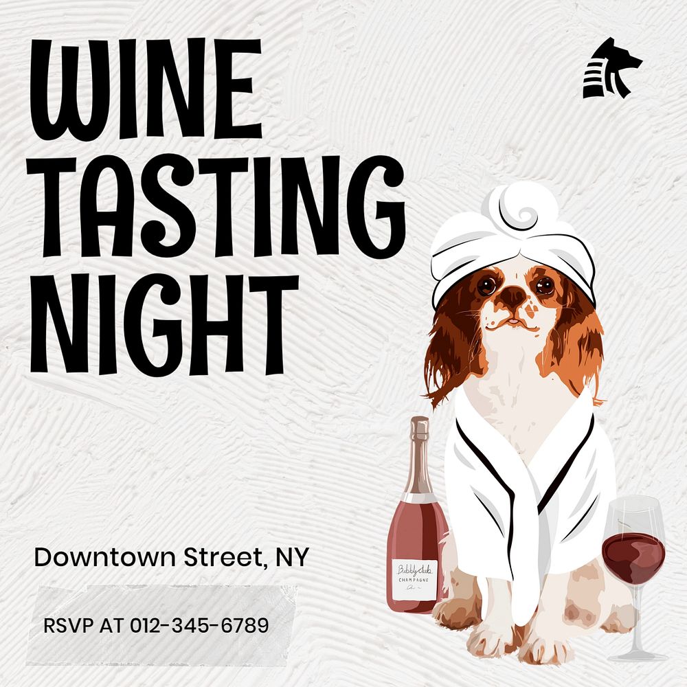 Wine tasting night Instagram post template, editable text