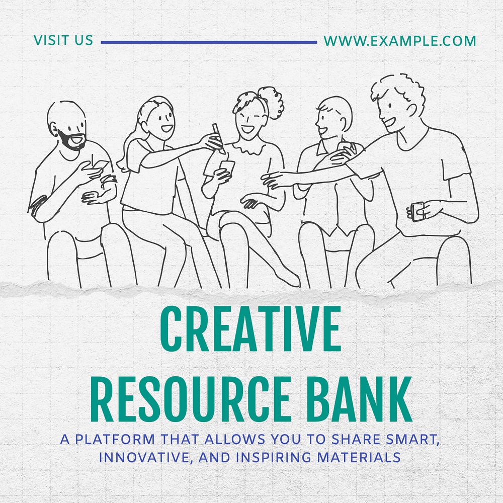 Creative resource bank Instagram post template, editable text