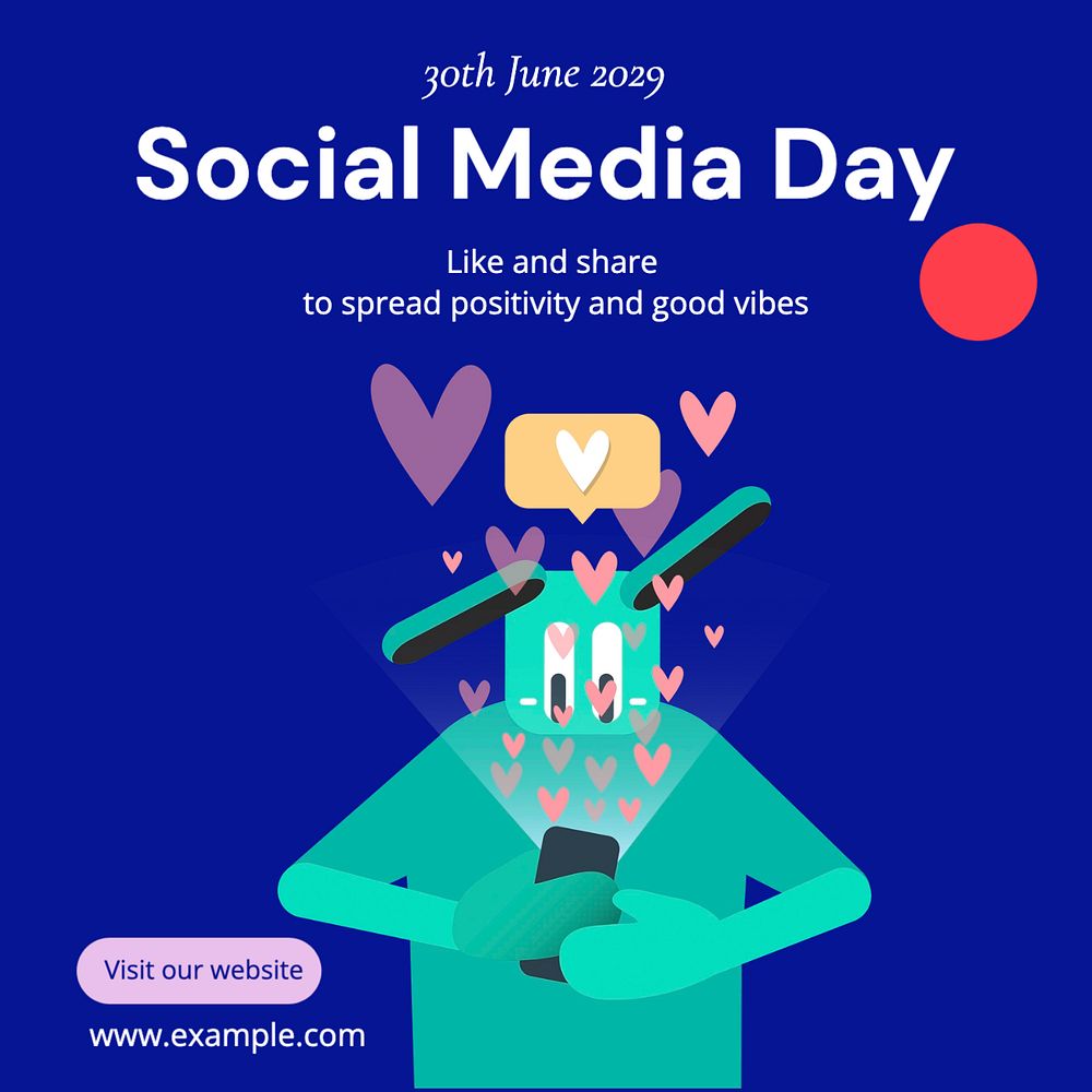 Social media day Instagram post template, editable text