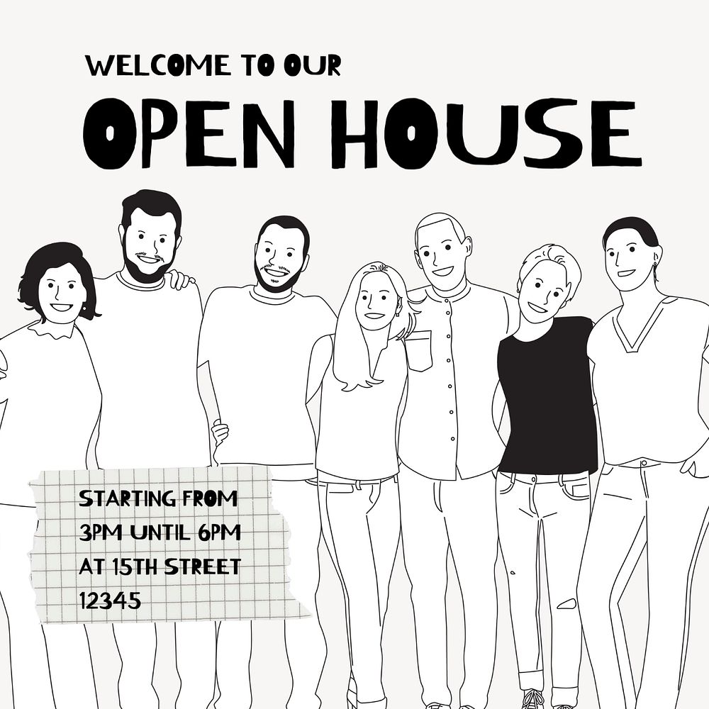 Open house Instagram post template, editable text