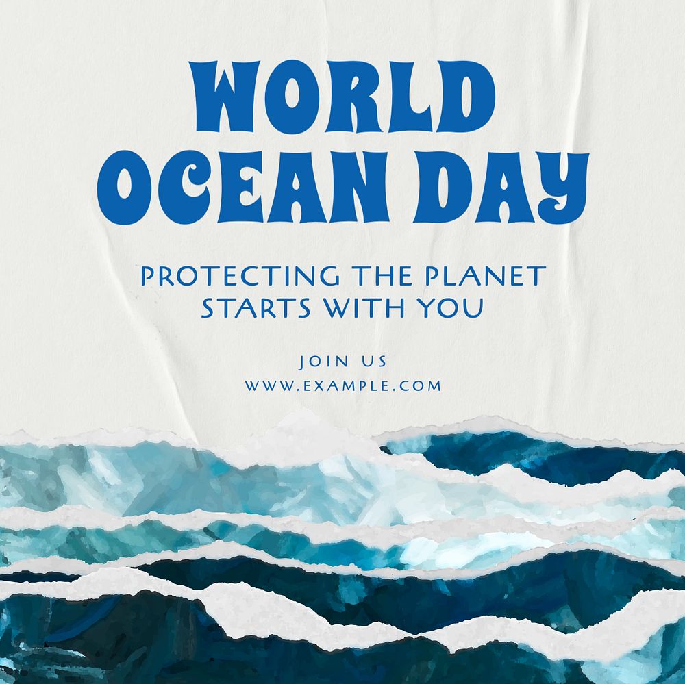 World ocean day Instagram post template, editable text