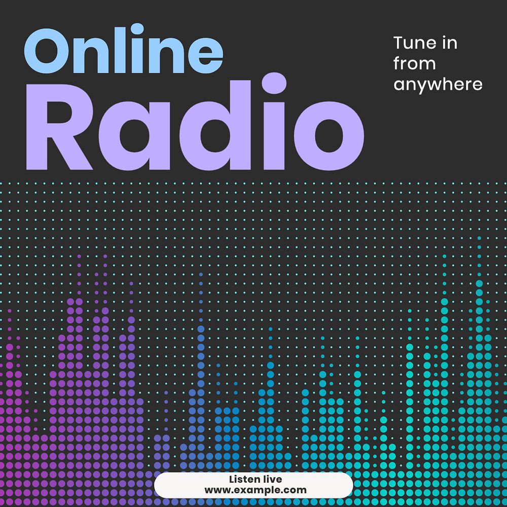 Online radio Instagram post template, editable text