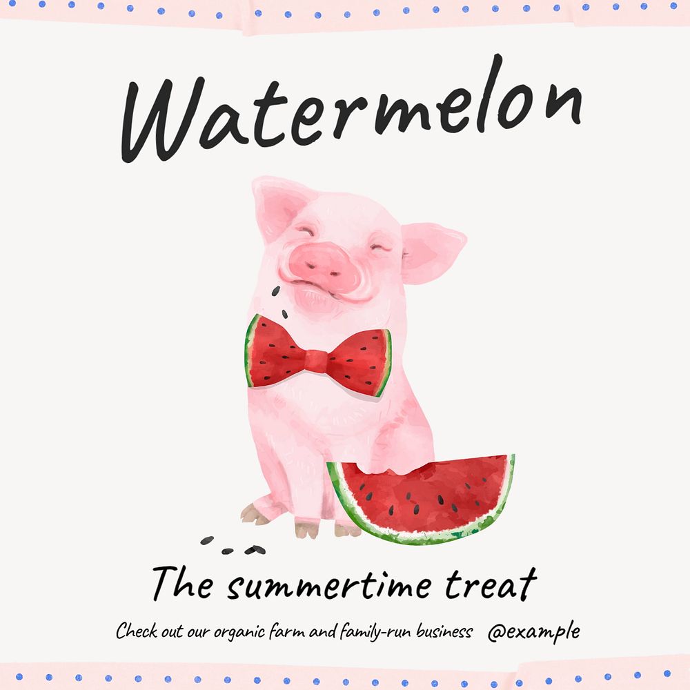 Watermelon Instagram post template, editable text