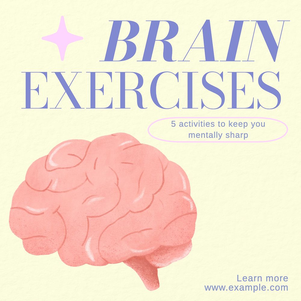 Brain exercises Instagram post template, editable text