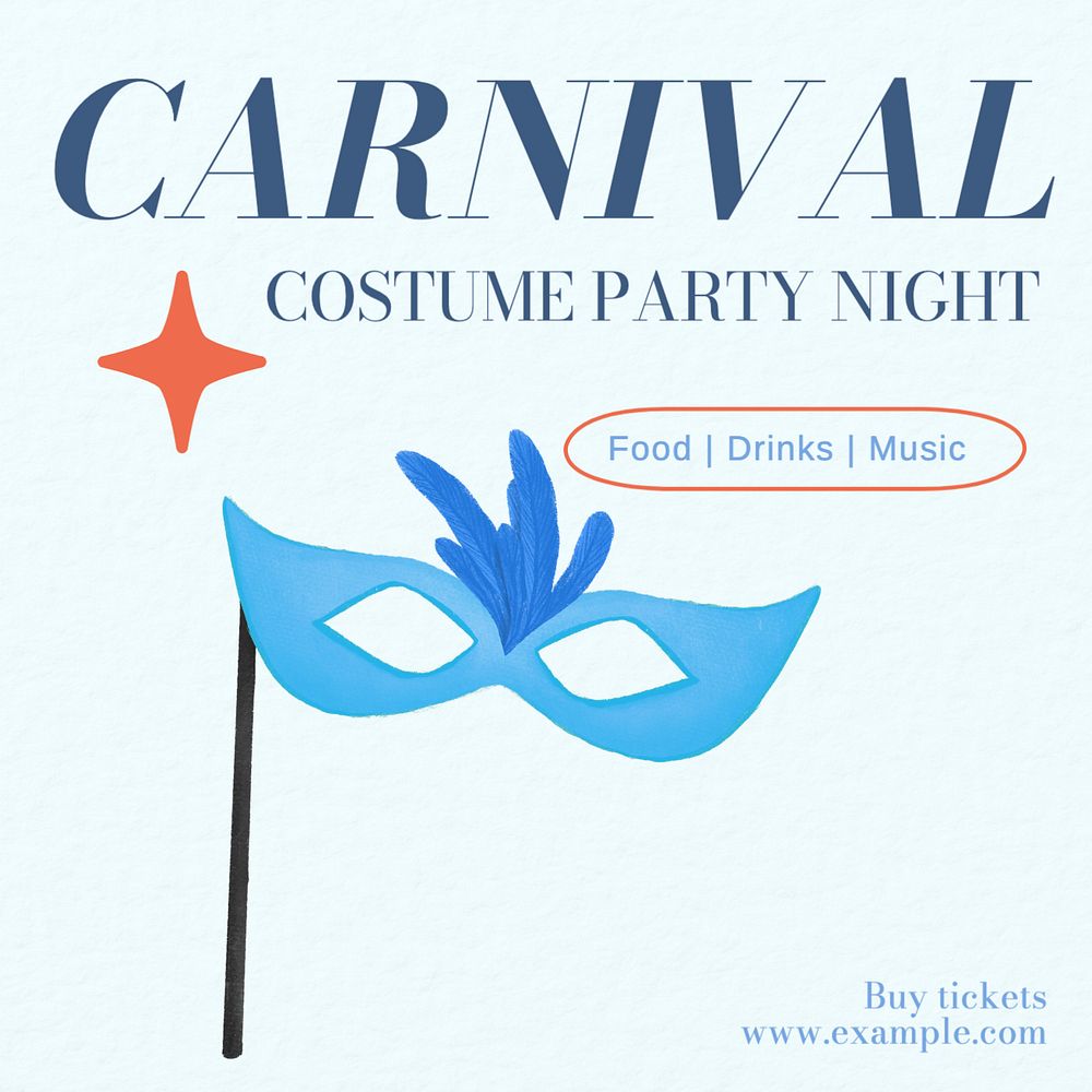 Carnival party Instagram post template, editable text