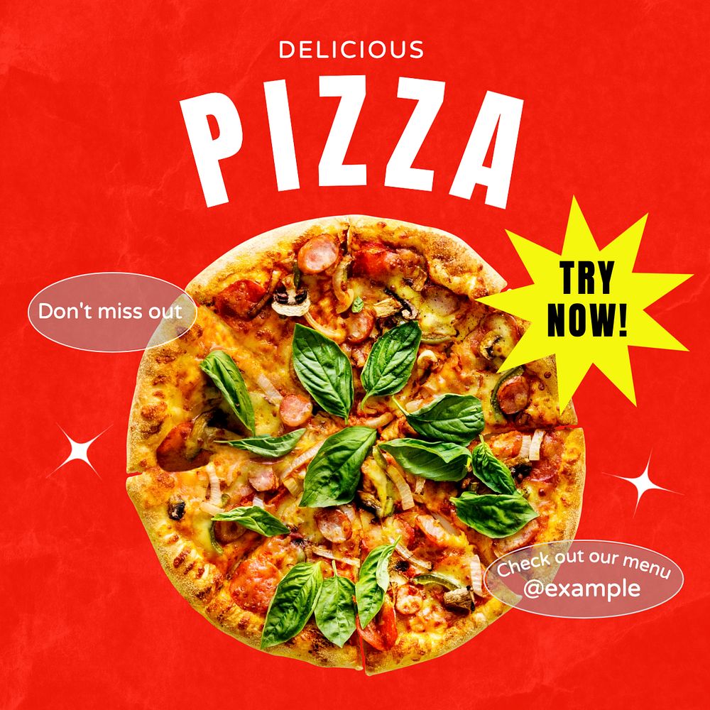 Pizza & restaurant Instagram post template, editable text