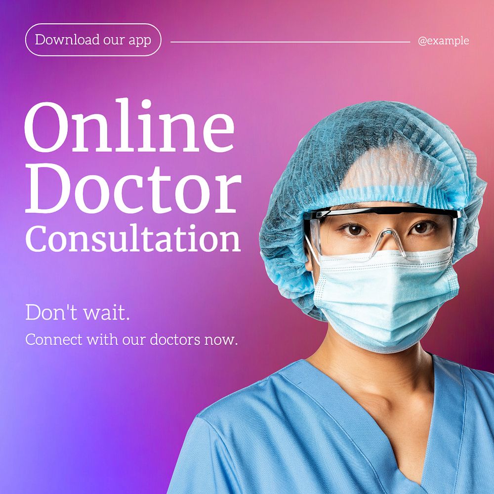 Online doctor consultation Instagram post template, editable text