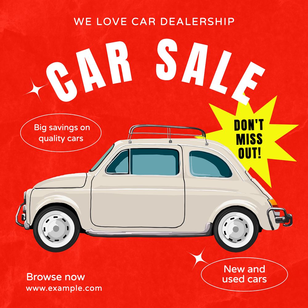 Car sale Instagram post template, editable text