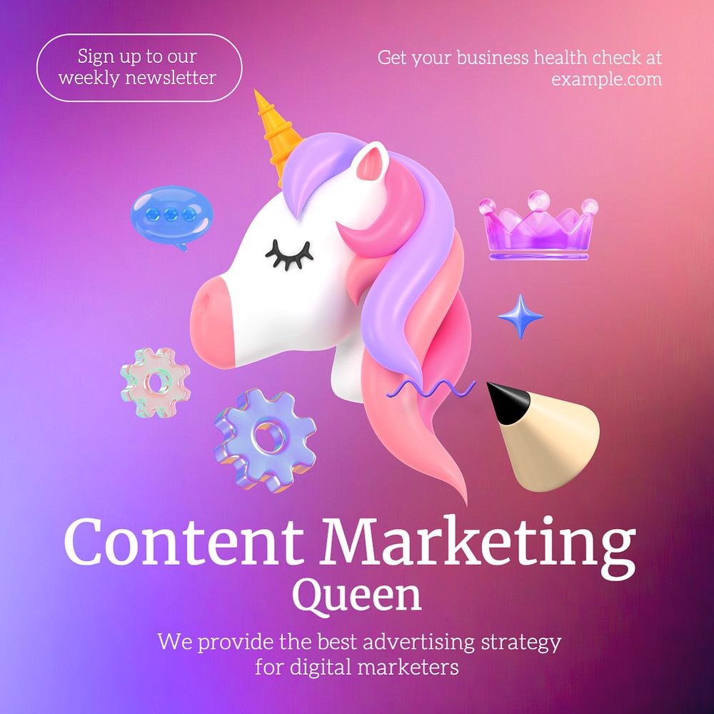 Content marketing queen Instagram post template, editable text