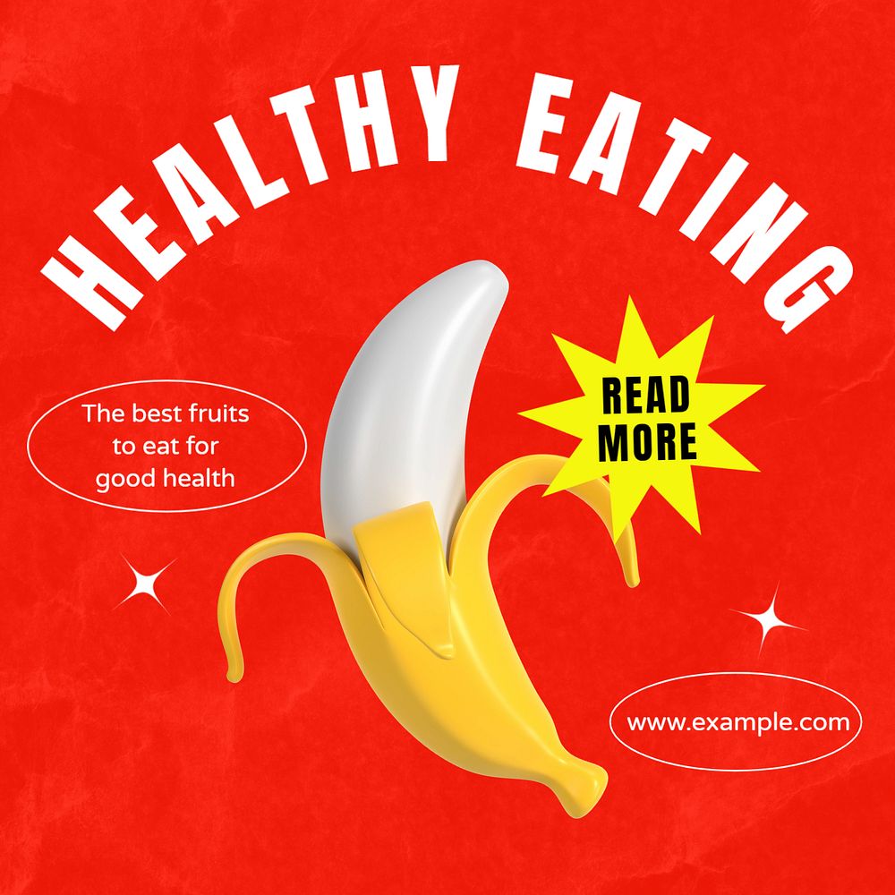 Healthy eating Instagram post template, editable text