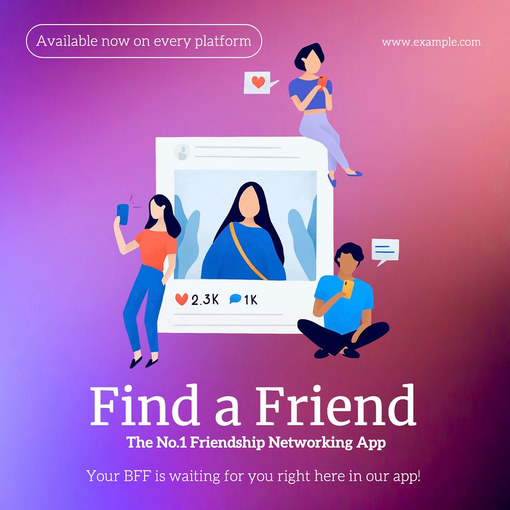 Find a friend Instagram post template, editable text