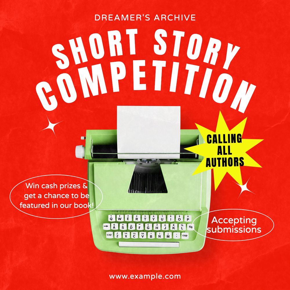 Short story competition Instagram post template, editable text