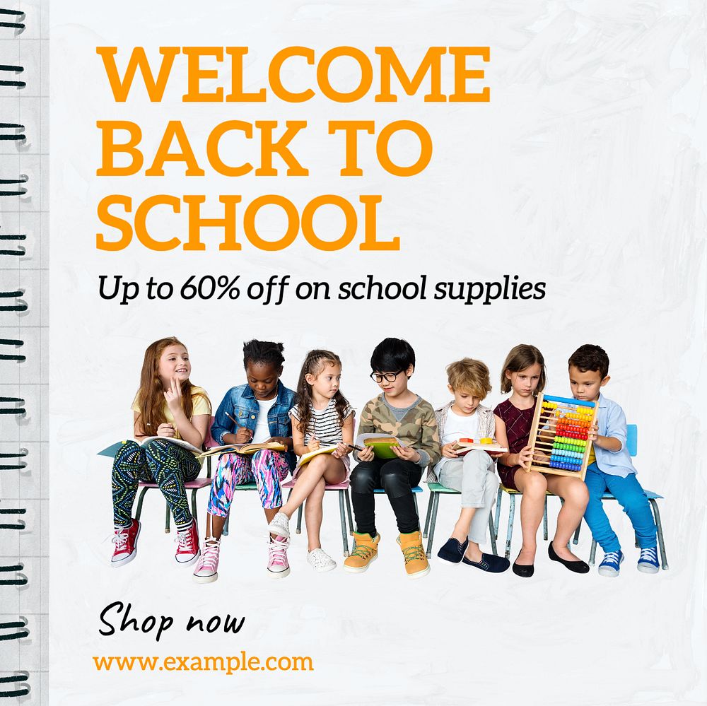 Back to school sale Instagram post template, editable text