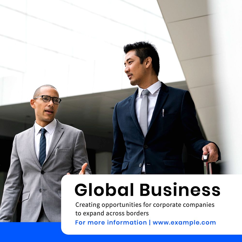 Global business Instagram post template, editable text