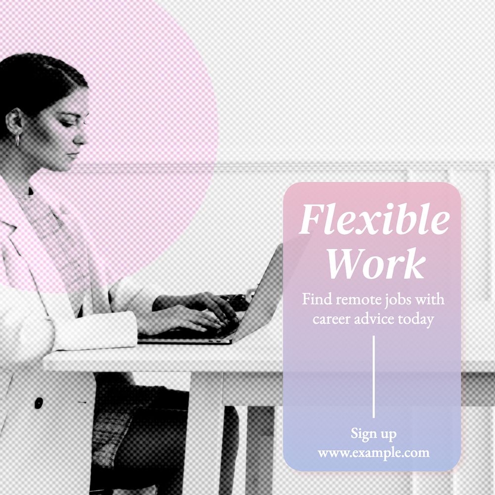 Flexible work Instagram post template, editable text