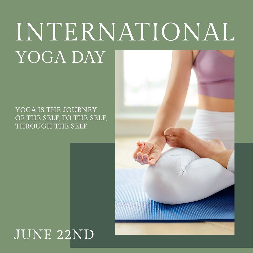 Yoga Day Instagram post template, editable text