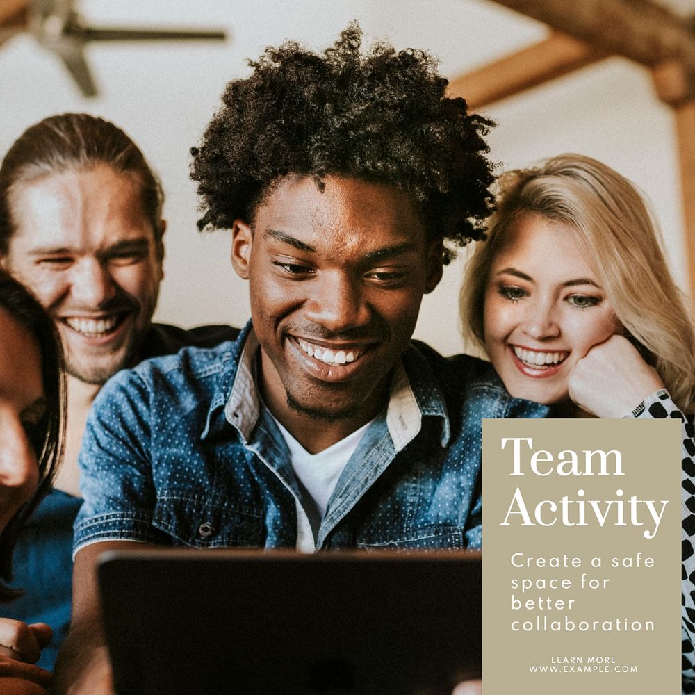 Team activity Instagram post template, editable text