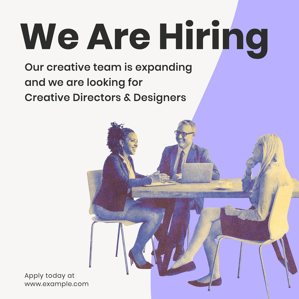 We are hiring Instagram post template, editable text