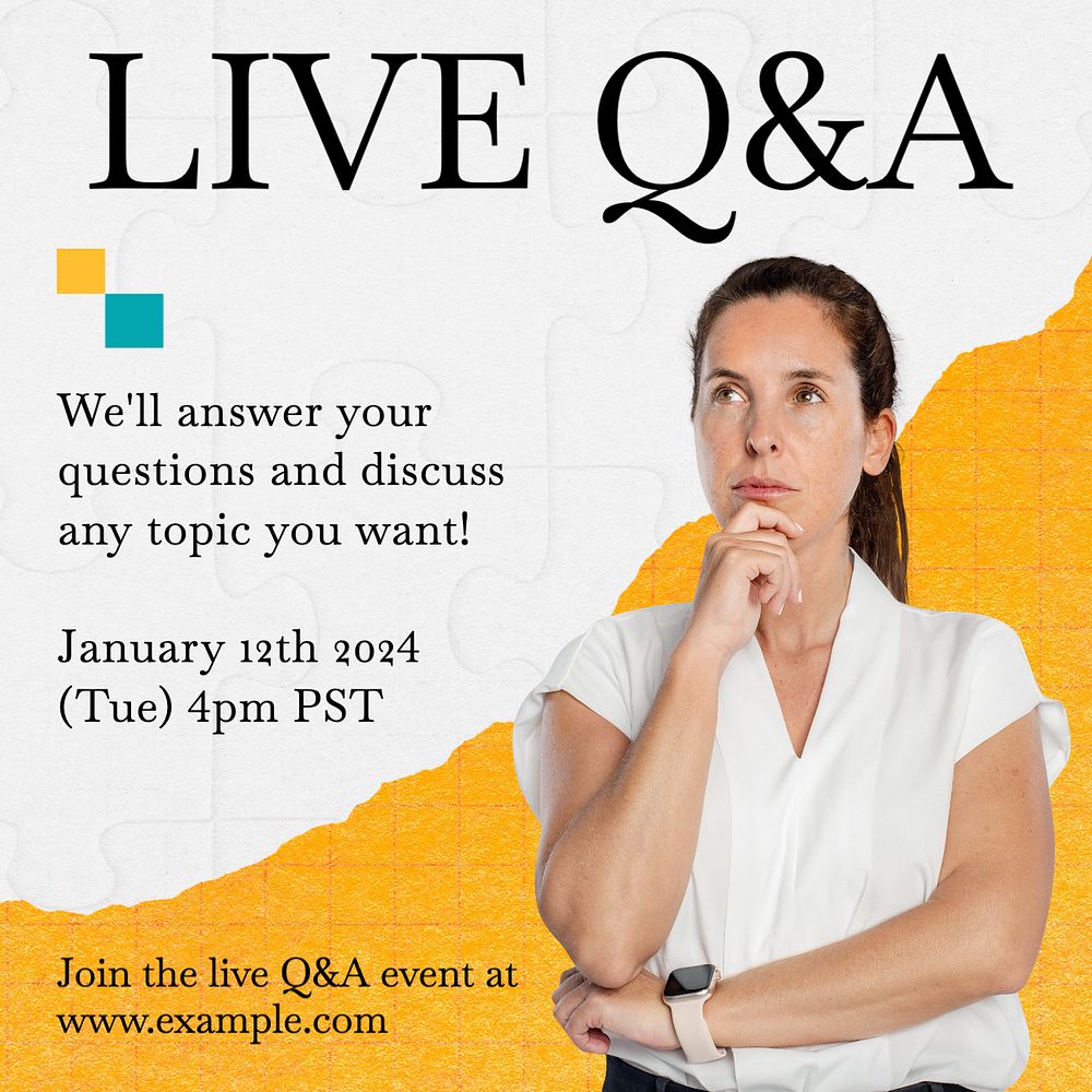 Live Q&A event Instagram post template, editable text